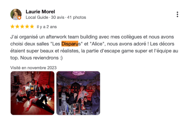 Avis Les Disparus Escape Game 2