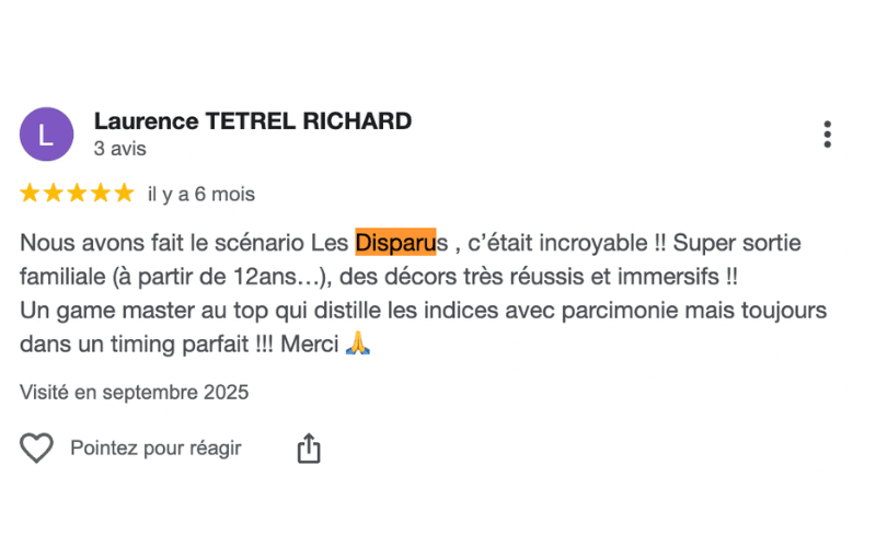 Avis Les Disparus Escape Game 4