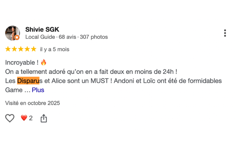 Avis Les Disparus Escape Game 5